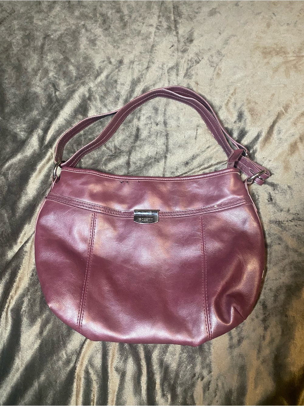 Burgundy Leather Shoulder Bag with Adjustable Strap